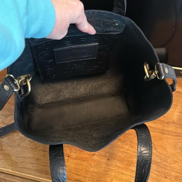 Portland Leather Black Embossed Tote - Picture 12 of 12